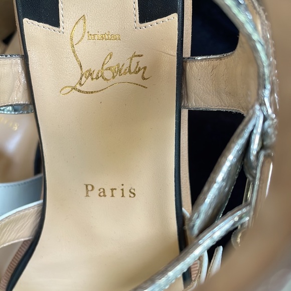 CHRISTIAN LOUBOUTIN LEATHER METALLIC STUDDED GLADIATOR SANDALS - 9 - NIB !🔥👠 - Picture 4 of 14